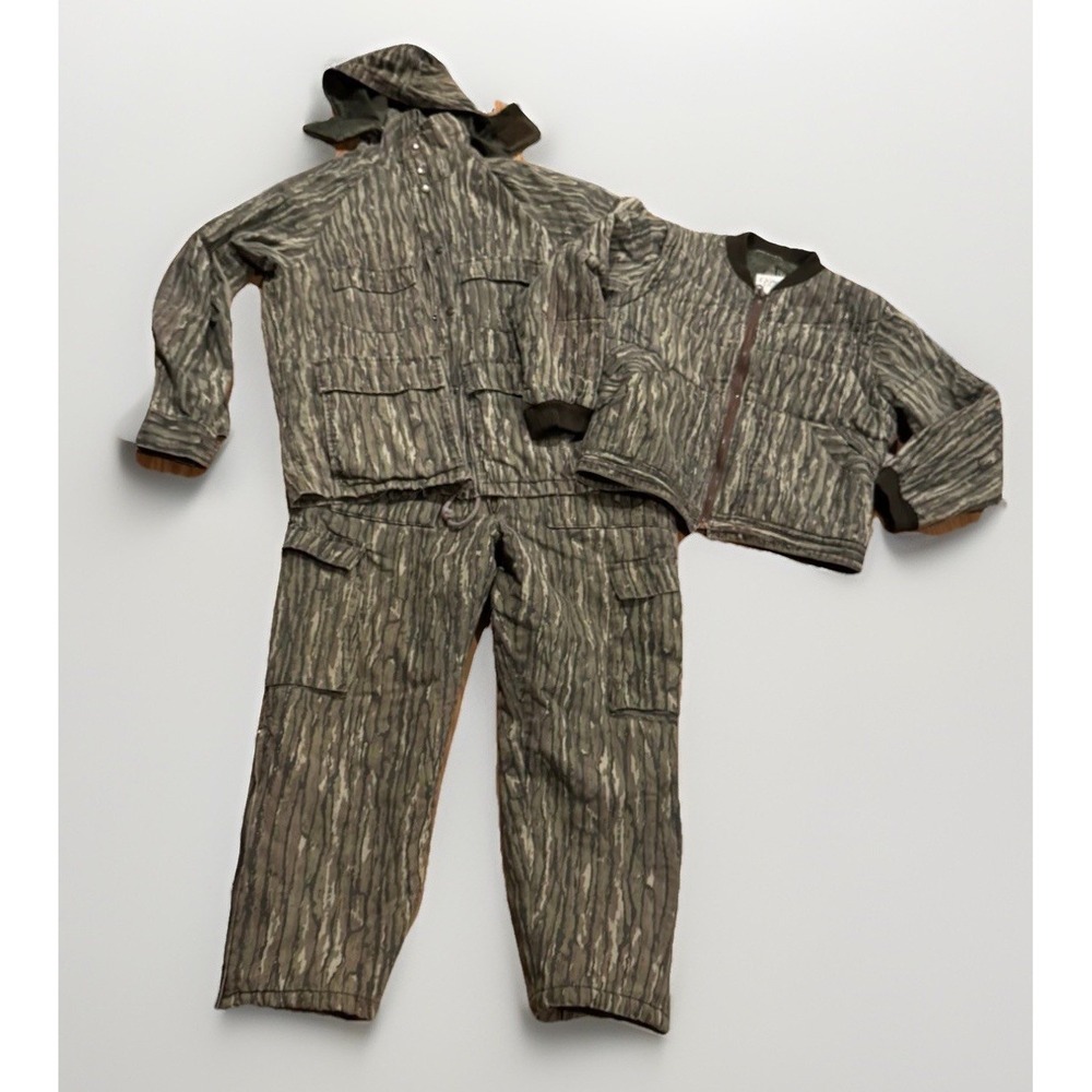 Vintage Realtree Camo Hunting 3 in 1 Jacket M Bib Overalls Set Trophy Club Coat